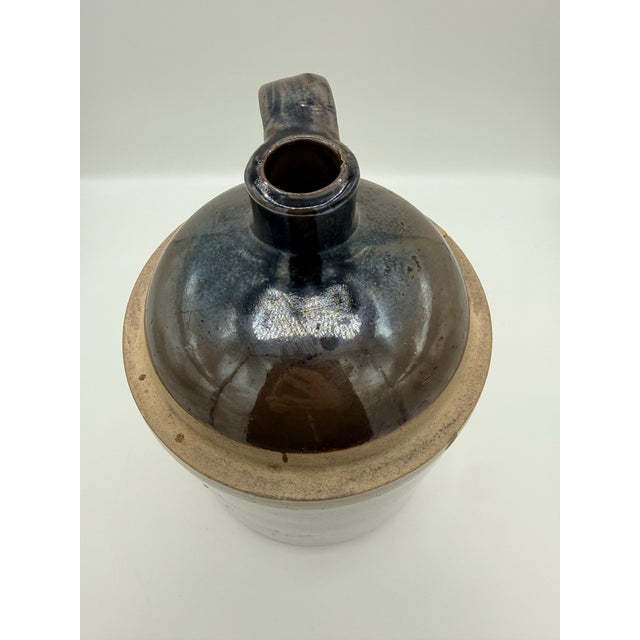 Primitive American Stoneware Moonshine Jug With Albany Slip-Style Glaze For Sale - Image 4 of 9