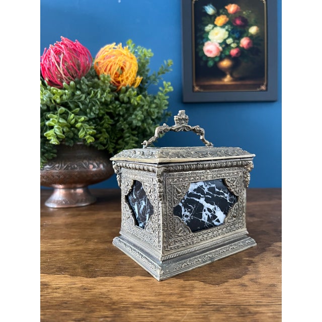 Early 1900s Ornate Baroque Bronze & Marble Casket For Sale In New York - Image 6 of 18