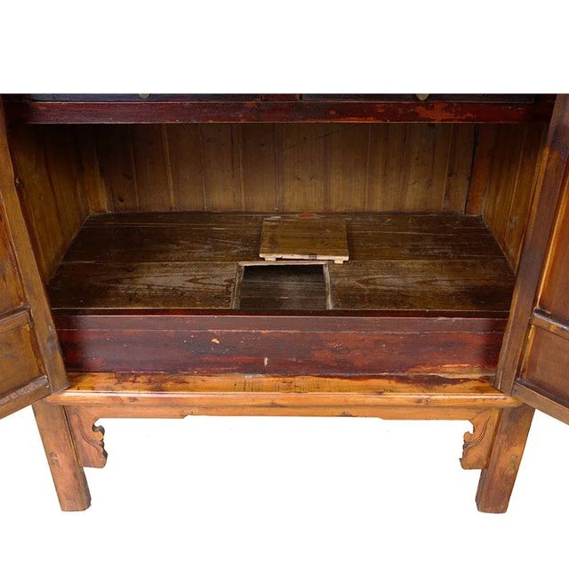 Wood Late 19th Century Antique Chinese Cypress Wood Armoire, Wardrobe For Sale - Image 7 of 13