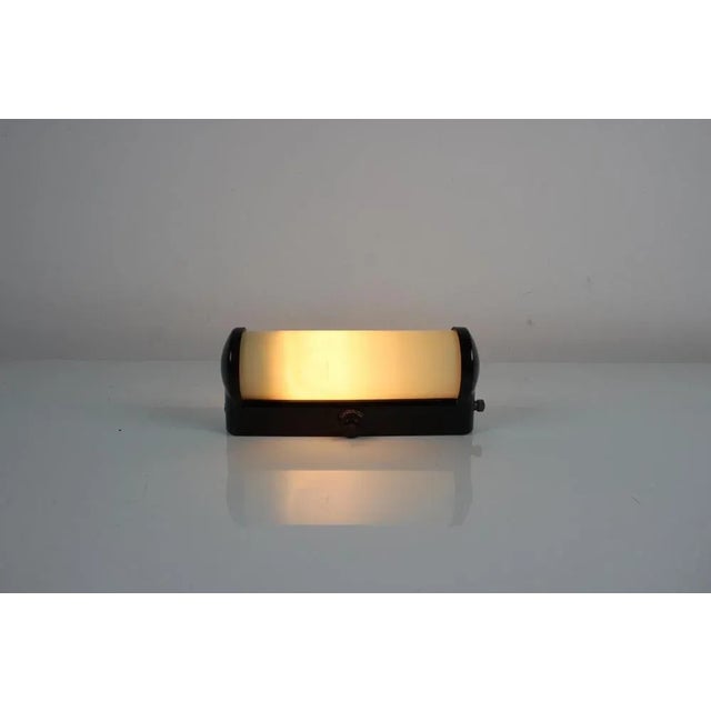 Glass Art Deco Bakelite and Glass Wall Lamp, Czechoslovakia, 1930s For Sale - Image 7 of 10