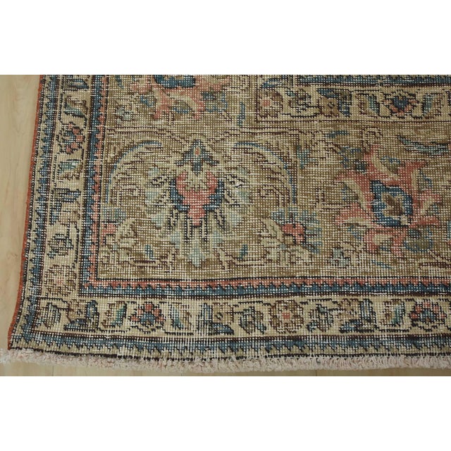 Tabriz Rug 8’8” X 11’7” Pink Wool Vintage Distressed Hand-Knotted Carpet For Sale - Image 12 of 15