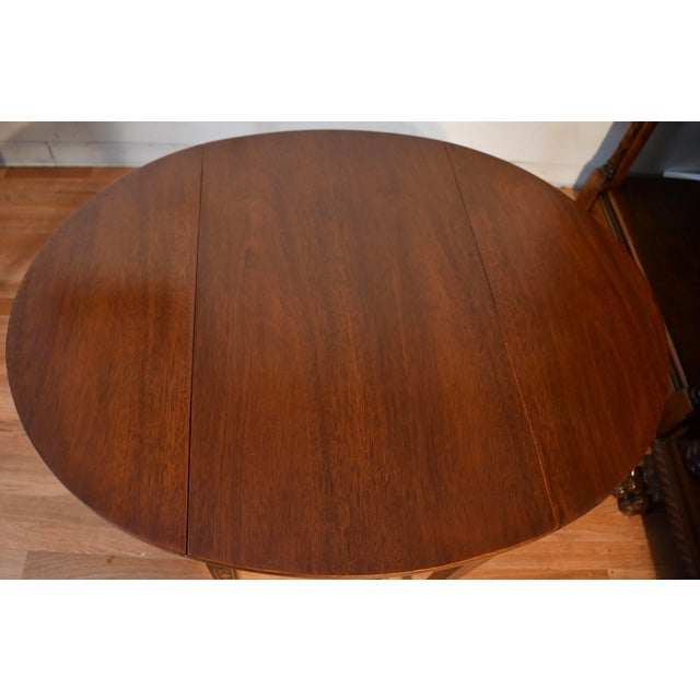 1970 Hickory Furniture English Sheraton Mahogany Inlaid Pembroke Side End Tables For Sale - Image 15 of 16