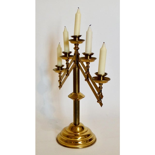 Large Mid 20th Century Articulating Gilt Brass Candelabra For Sale - Image 10 of 12