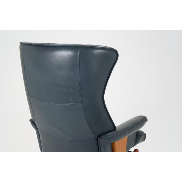 Vintage Scandinavian Adjustable Leather Lounge Chair from Hjellegjerde Møbler, 1980s For Sale - Image 11 of 18