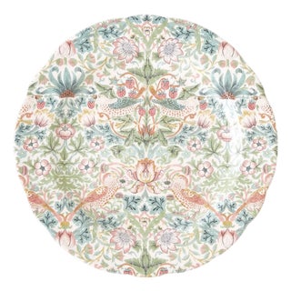 Spode Morris & Co. Strawberry Thief 12" Round Serving Tray with Scalloped Edge For Sale