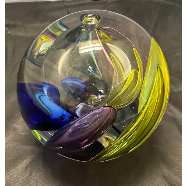 1980s Leon Applebaum Rainbow Perfume Bottle Lava Trails Signed Hand-Blown Glass VTG For Sale - Image 5 of 12