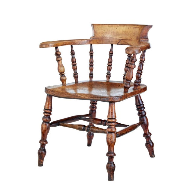 Mid 19th Century Elm Captains Armchair, 1860s For Sale - Image 6 of 10
