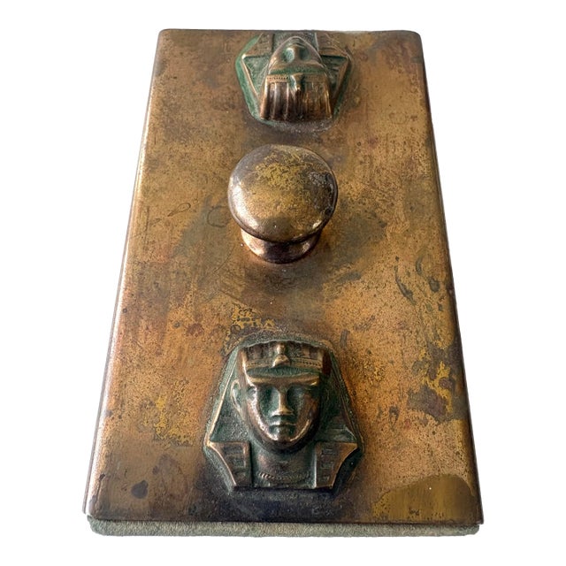 Art Deco Egyptian Revival Bronze Blotter For Sale