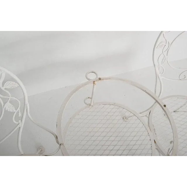 Vintage Woodard Chantilly Rose Wrought Iron Tete a Tete Chair For Sale In New York - Image 6 of 13