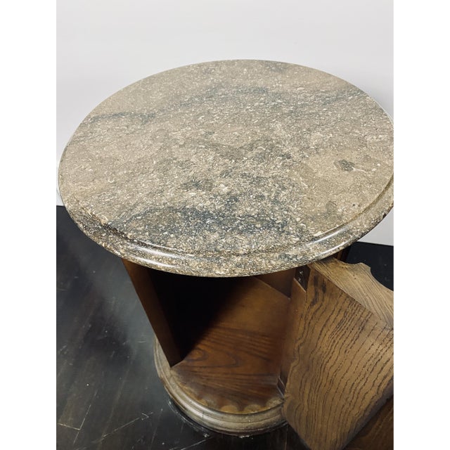 Vintage Neoclassical Style Marble Top Wooden Pedestal Side Tables—A Pair For Sale In New York - Image 6 of 14