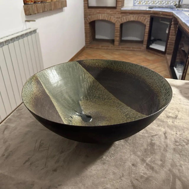 1960s Organic Modern Stoneware Large Bowl by Nanni Valentini for Ceramica Arcore For Sale - Image 10 of 12