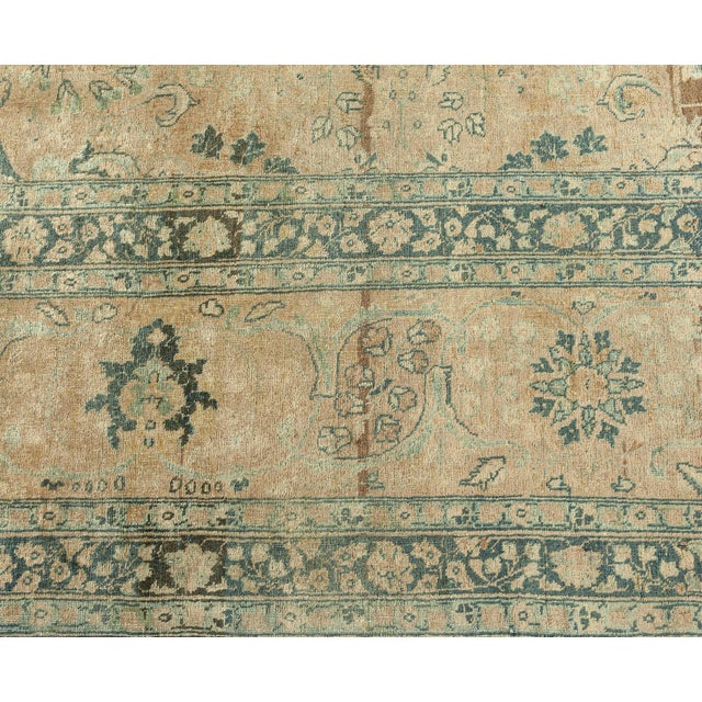 Navy Blue Authentic Persian Tabriz Handmade Wool Rug For Sale - Image 8 of 8