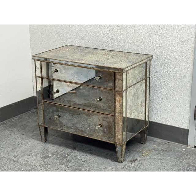 Hollywood Regency Century Furniture Mirrored Three Drawer Chest For Sale - Image 3 of 12