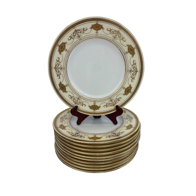 Early 20th Century 22k Gold Minton Gilt Porcelain Table Service - Nearly Complete Set for 12 - 47 Pieces For Sale - Image 11 of 18