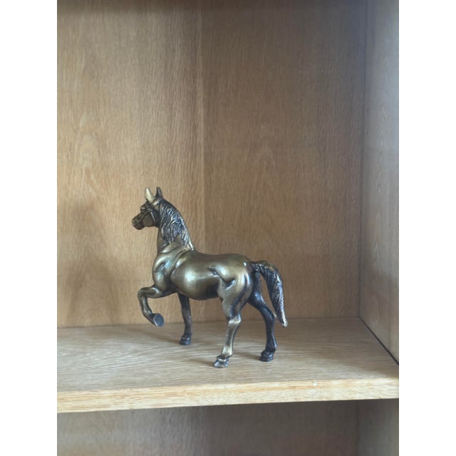 Mid-Century Modern Mid 20th Century Brass Prancing Horse Sculpture For Sale - Image 3 of 8