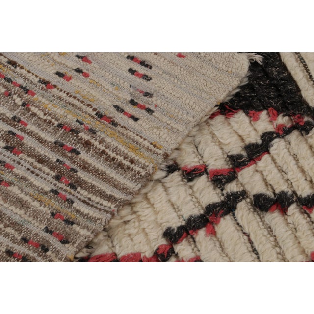Vintage Midcentury Moroccan Beige Red and Blue Wool Rug For Sale - Image 9 of 9