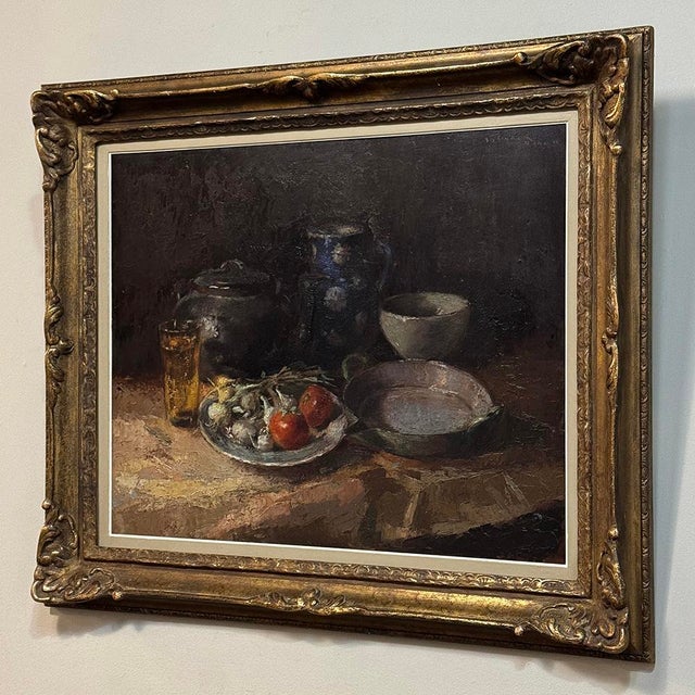 Early 20th Century Antique Framed Oil Painting on Canvas by Guy Cambier (1923-2008) 'Country Still LIfe' For Sale - Image 5 of 16