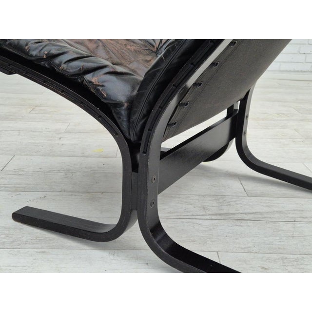 Norwegian Siesta Lounge Chair in Black Leather & Bentwood by Ingmar Relling for Westnofa, 1970s For Sale - Image 9 of 18