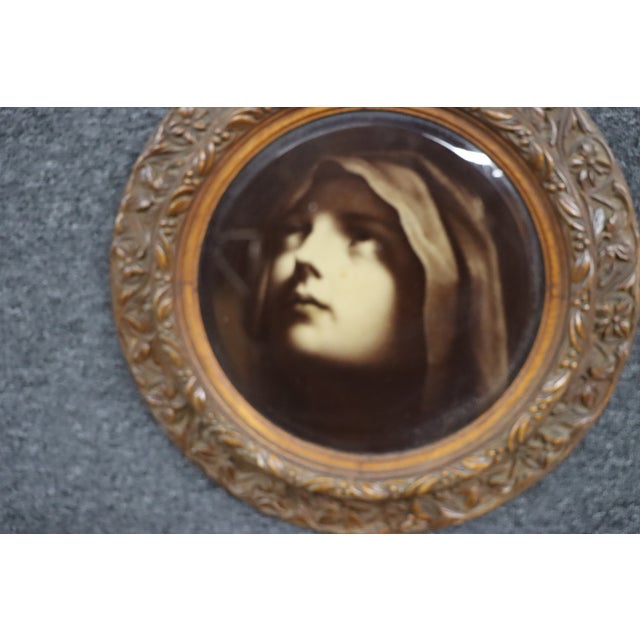 Antique Victorian Lithograph Portrait in Carved Quarter-Sawn Oak Frame For Sale - Image 9 of 9