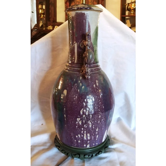 Traditional 1990s Multicolored Studio Ceramic Vase Lamp For Sale - Image 3 of 7