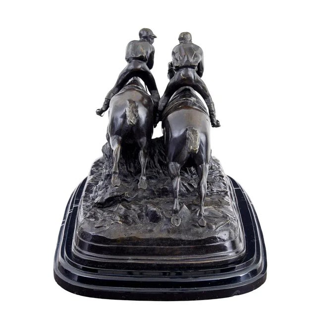 Vintage Horse Racing Desk Top in Bronze and Marble, 1990s For Sale - Image 4 of 8