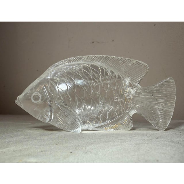 1930s Antique Hand Carved Chinese Fish Figural Rock Crystal Stone Sculpture Statue For Sale - Image 5 of 13