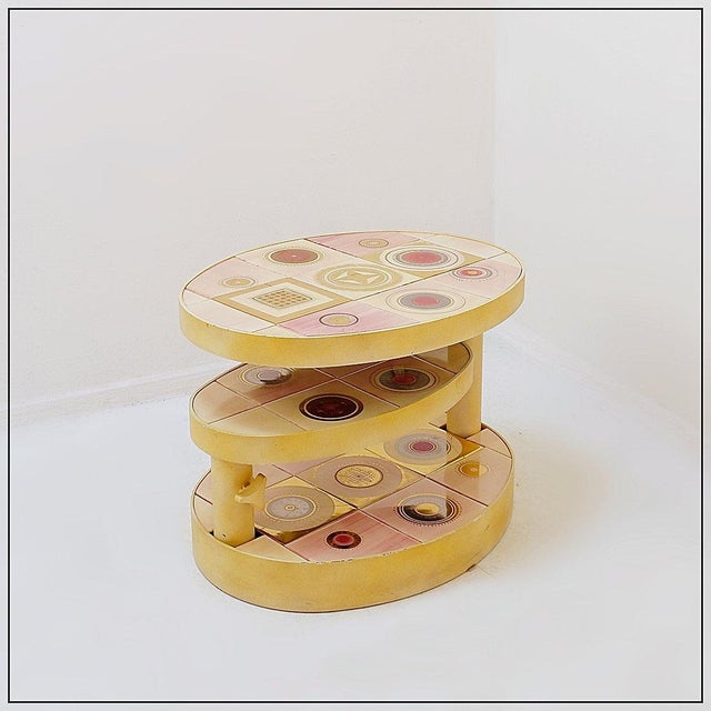 French Pink Ceramic Swivel Coffee Table attributed to Georges Pelletier for Vallauris, 1960s For Sale - Image 13 of 16