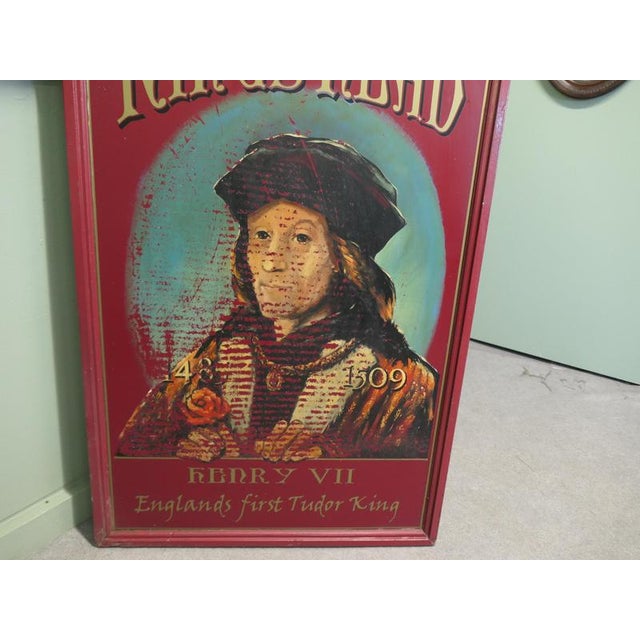 Wooden Iron Framed Hanging Pub Sign with The King's Head Motif, 1930 For Sale - Image 3 of 8