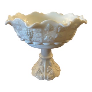 Vintage Westmorland White Milk Glass Fruit Bowl For Sale
