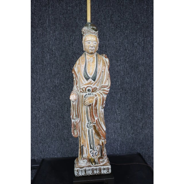 Figurative Chinese Gold Gilt Figural Lamp For Sale - Image 3 of 9