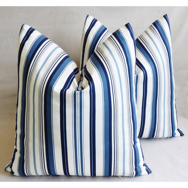 Nautical Blue White Striped Fench Ticking Feather Down Pillows