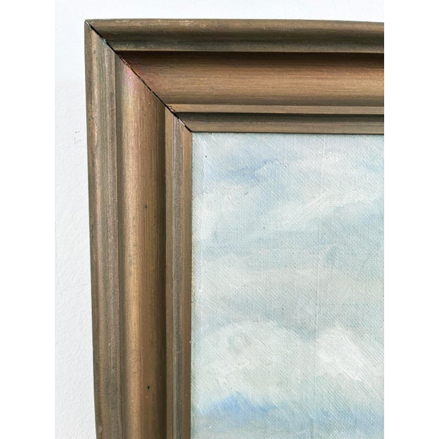 Sky Blue Antique Original Landscape Oil Painting, Signed Countryside Art For Sale - Image 8 of 11