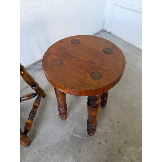Antique Stools with Turned Legs, 1960s, Set of 2 For Sale - Image 15 of 18