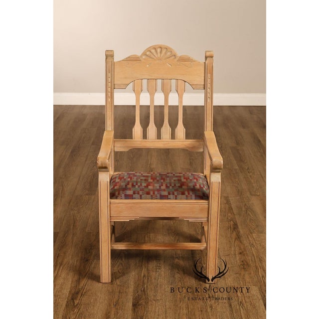 Southwest Style Vintage Set of Six Carved Pine Dining Chairs For Sale - Image 10 of 18
