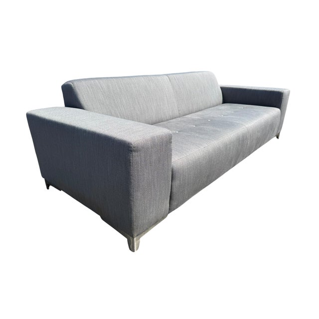 Modern Modern Thayer Coggin Silver Upholstered Sofa For Sale - Image 3 of 9