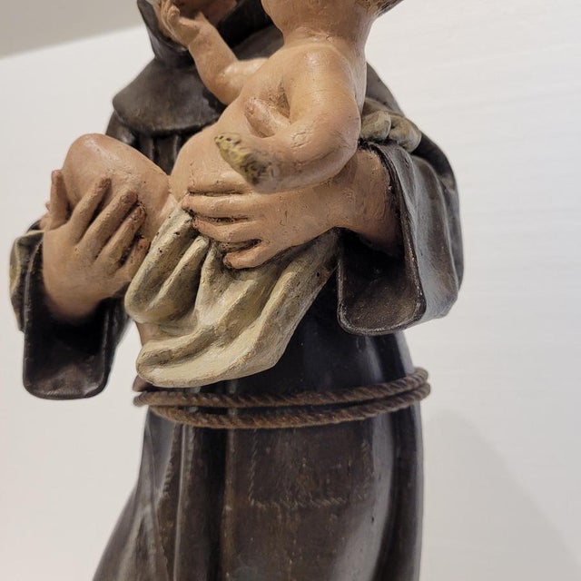 Spanish School Artist, Sculpture of Saint Anthony of Padua with the Child, Late 18th Century, Wood For Sale - Image 12 of 18