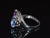 Blue GIA Natural 6.24CTS VS F Diamond Blue And Pink Sapphire Platinum Bypass Ring Band, size 6.75 For Sale - Image 8 of 13