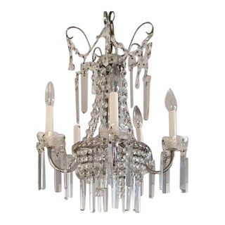 Vintage Lumiart Crystal and Chrome Chandelier, Signed For Sale