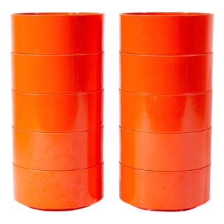 Orange Melamine Stackable Bowls, Set of 10 by Massimo Vignelli for Heller For Sale