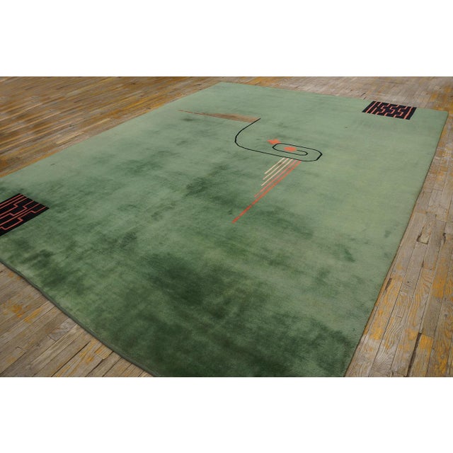 1920s Chinese Art Deco Carpet ( 8' 10'' x 11' 7''- 269 x 353 cm ) With European Design Influences Reminiscence of Ivan de...