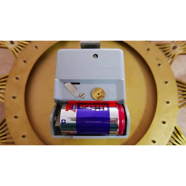 Brass Sunburst Wall Clock from Atlanta Electric, Germany, 1960s For Sale - Image 5 of 12