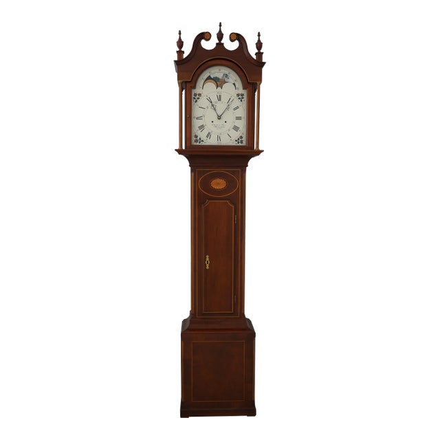 Christian Eby Manheim Inlaid Cherry Grandfather Clock For Sale