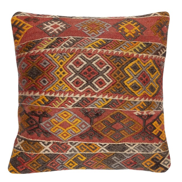 Traditional 20"x20" SET OF 2 - Hand-Woven Kilim Cushion Covers. A pair of Lace Pillow Covers For Sale - Image 3 of 4