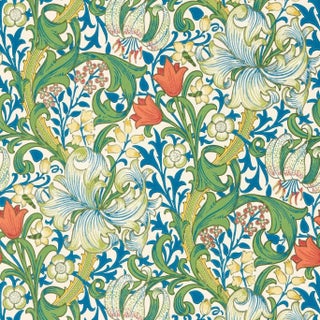 Morris & Co Golden Lily Wallpaper in Twister For Sale