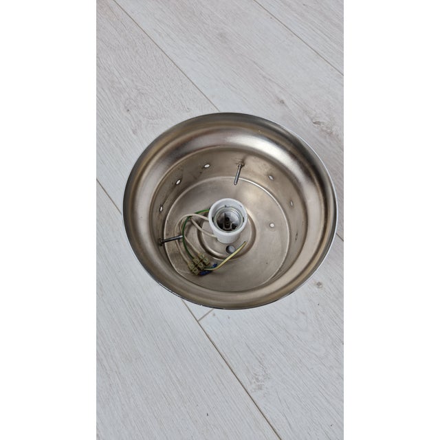 Silver Vintage Ceiling Light in Chromed Brass and Frosted Glass, 1998 For Sale - Image 8 of 9