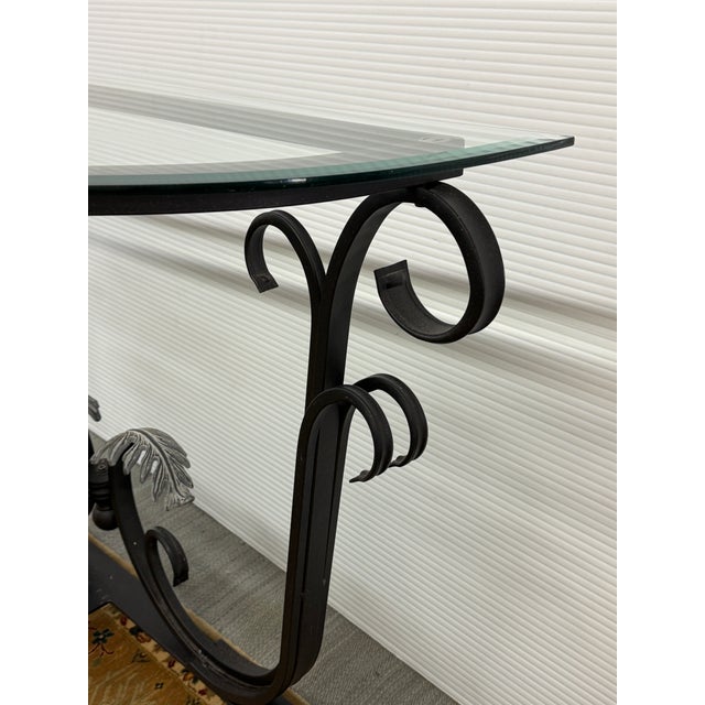 Coastal In the Style of Tommy Bahama Wrought Iron Console Table For Sale - Image 3 of 11