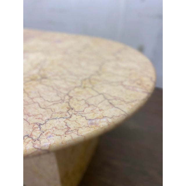 Stone Mid Century Oval Living Room Dining Table Peach Marble For Sale - Image 7 of 9