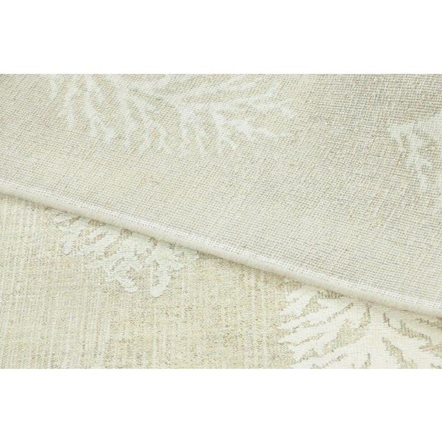 Textile Rug & Kilim’s Block Print Runner Rug With Beige and Sage Green Floral Pattern For Sale - Image 7 of 7