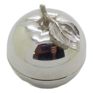 Vintage Italian Handmade Genuine Silver Apple Shaped Pill Snuff Trinket Box For Sale