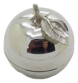 Vintage Italian Handmade Genuine Silver Apple Shaped Pill Snuff Trinket Box